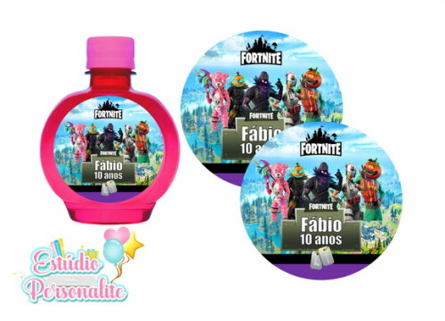Rótulo Adesivo para Água ouro fino Fortnite