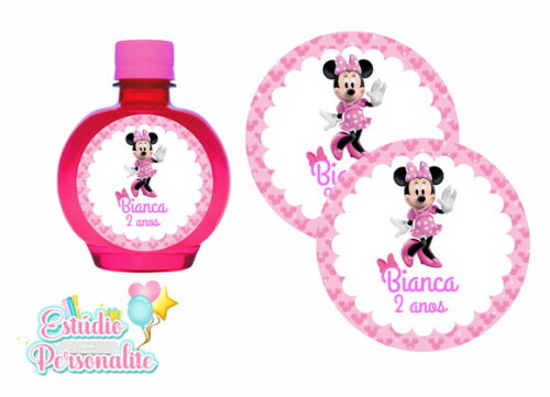 Rótulo Adesivo para Água Ouro Fino Minnie