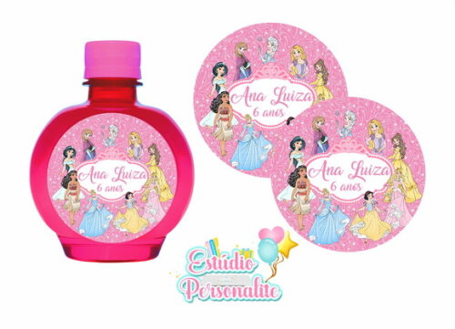 Rótulo Adesivo para Água Ouro Fino Princesas Disney