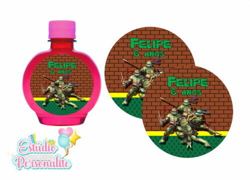 Rótulo adesivo para água ouro fino Tartarugas Ninja