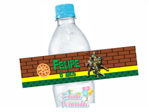 Rótulo Adesivo para Água Tartarugas Ninja