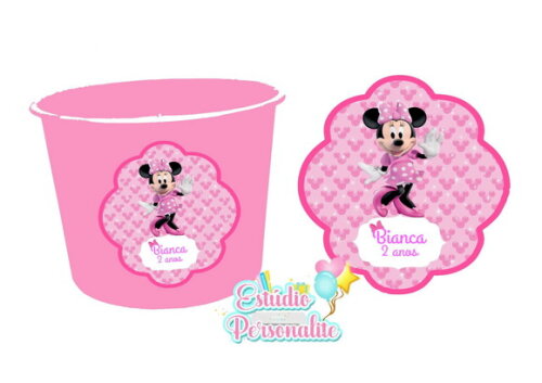 Rótulo Adesivo para Balde de Pipoca Minnie