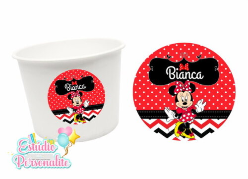 Rótulo Adesivo para Balde de Pipoca Minnie