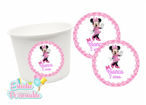 Rótulo Adesivo para Balde de Pipoca Minnie