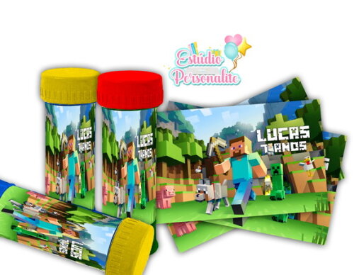 Rótulo Adesivo para Bolha de Sabão Minecraft