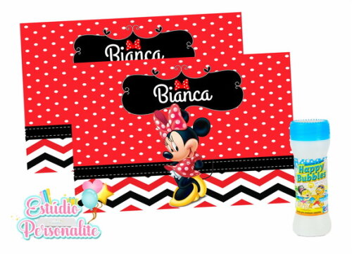 Rótulo Adesivo para Bolha de Sabão Minnie