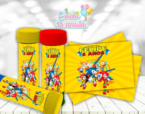 Rótulo adesivo para bolha de sabão Sonic