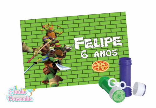 Rótulo Adesivo para Bolha de Sabão Tartarugas Ninja