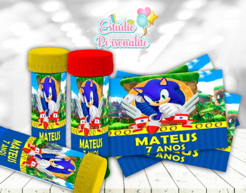 Rótulo adesivo para bolha de sabão Sonic