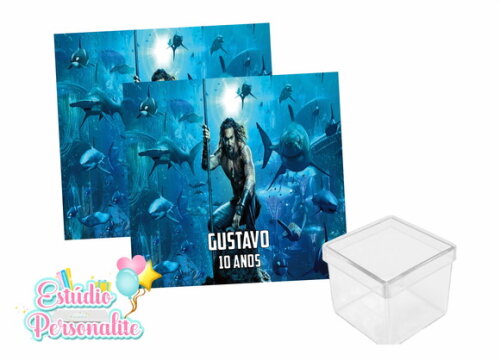 Rótulo Adesivo para Caixinha Acrílica Aquaman