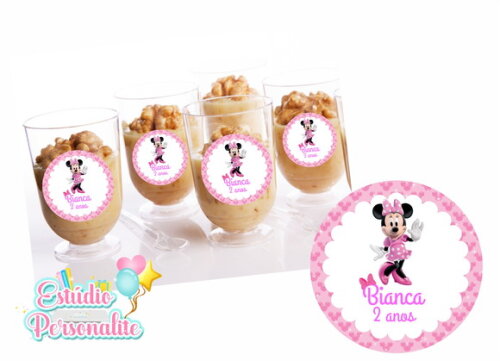 Rótulo Adesivo para Copinho de Brigadeiro Minnie