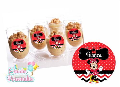 Rótulo Adesivo para Copinho de Brigadeiro Minnie