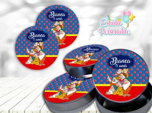 Rótulo Adesivo para Latinha Branca de Neve