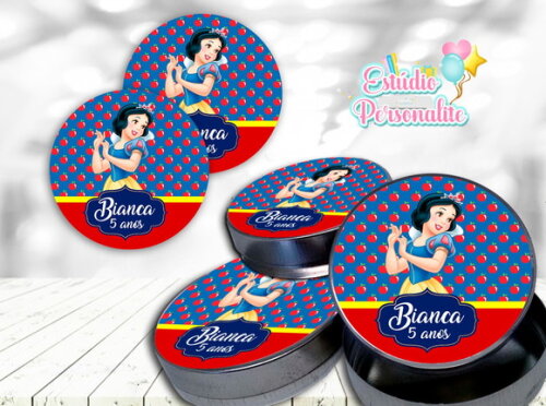 Rótulo Adesivo para Latinha Branca de Neve