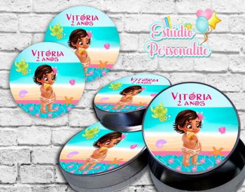 Rótulo Adesivo para Latinha Moana Baby