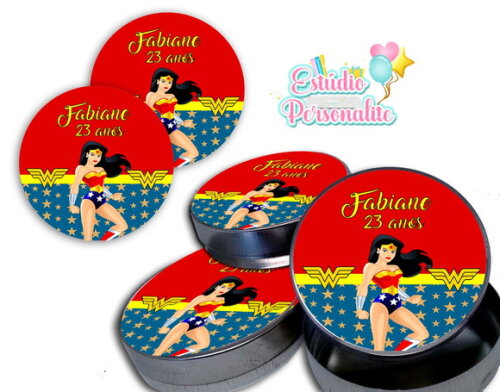 Rótulo Adesivo para Latinha Mulher Maravilha