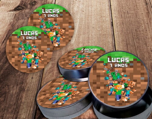 Rótulo Adesivo para Latinha Minecraft