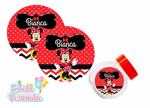 Rótulo Adesivo para Mini Baleiro Minnie