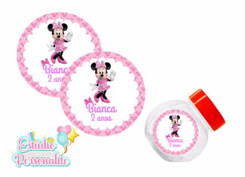 Rótulo Adesivo para Mini Baleiro Minnie