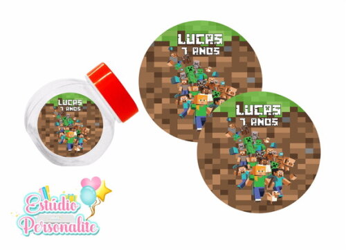Rótulo Adesivo para Mini Baleiro Minecraft