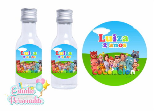 Rótulo adesivo para Mini Garrafinha Cocomelon