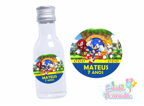 Rótulo adesivo para mini garrafinha Sonic