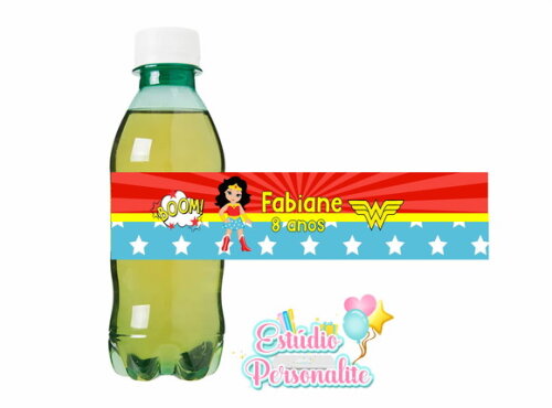 Rótulo adesivo para Mini refrigerante Mulher Maravilha