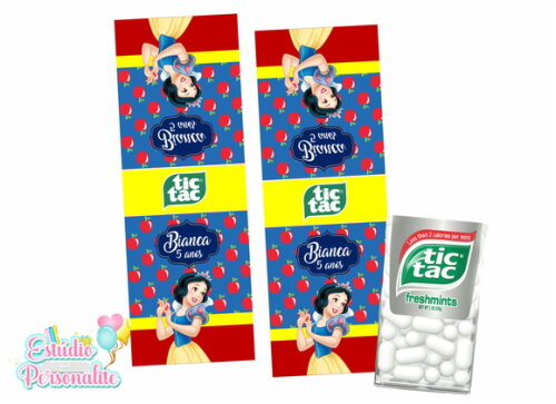 Rótulo Adesivo para Tic Tac Branca de Neve