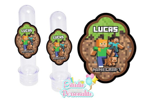 Rótulo Adesivo para Tubete Minecraft