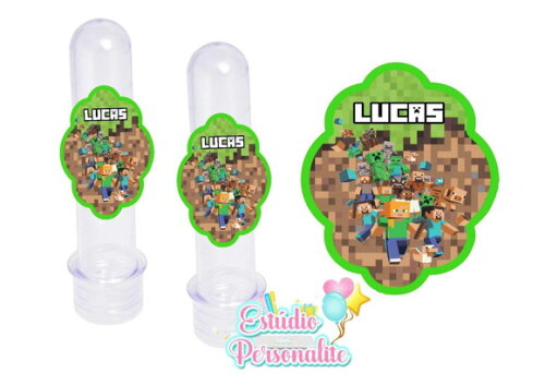 Rótulo Adesivo para Tubete Minecraft