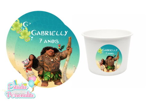 Rótulo para Balde de Pipoca Moana