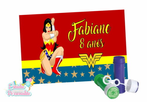 Rótulo para Bolha de Sabão Mulher Maravilha