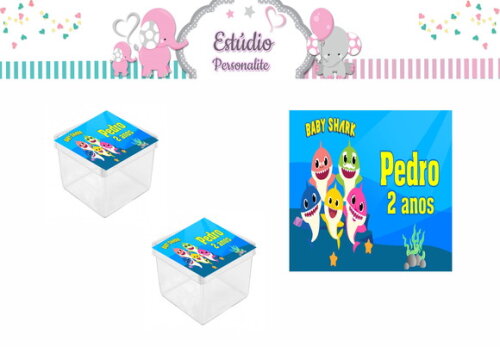Rótulo para Caixinha Acrílica Baby Shark