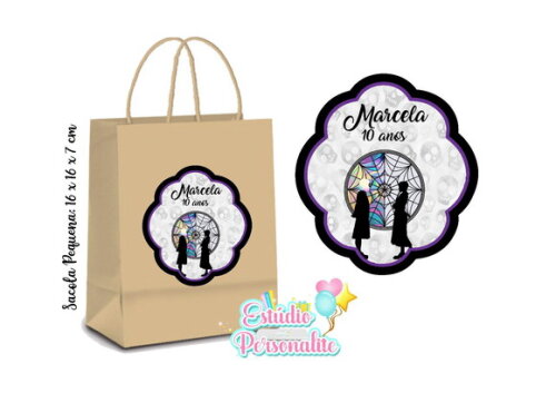 Sacola Kraft Pequena Wandinha Addams