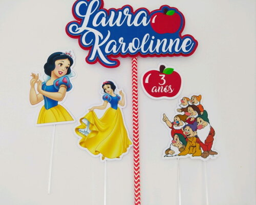 Topo de Bolo Branca de Neve