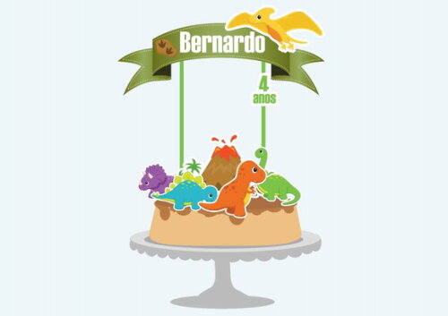 Topper de Bolo Dinossauros Baby
