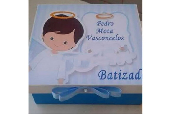 Caixa Convite Padrinho de Batismo 10x010x4cm
