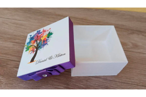 Caixa de mdf Personalizada Casamento 8x8x4cm