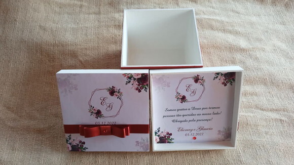 Caixa de mdf Personalizada Casamento Floral Massala 12x12x10