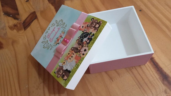 Caixa de mdf Tema Bosque Encantado 10x10x4cm