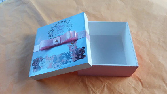 Caixa de mdf Tema Bosque Encantado 10x10x4cm