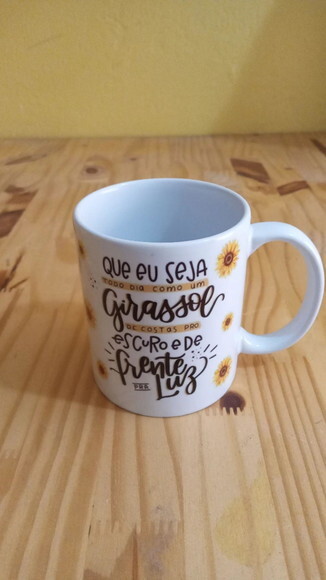 Caixa mdf com Canecas Personalizada Tema Girassol