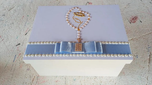 Caixa mdf Convite Padrinho de Batismo 20x15x9cm