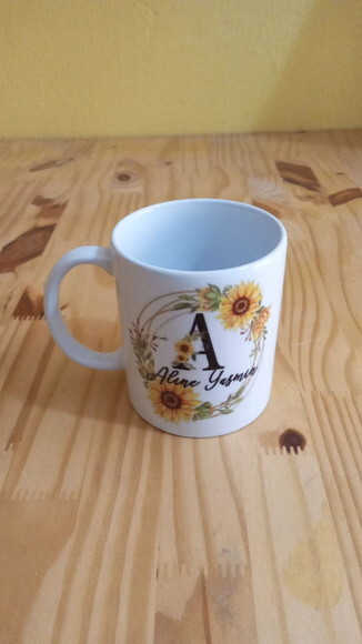 Caixa mdf com Canecas Personalizada Tema Girassol