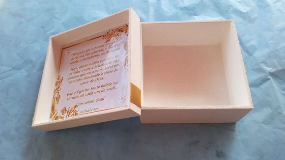 Caixa mdf Lembrancinha de Batizado com Mensagem 10x010x4 cm