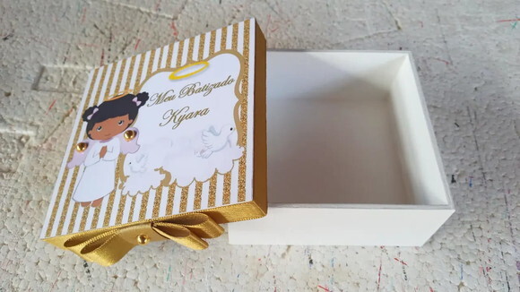 Caixa mdf Lembrancinha de Batizado para Convidado 10x010x4cm