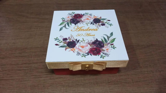 Caixa mdf Personalizada Floral Massala 10x10x4