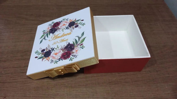 Caixa mdf Personalizada Floral Massala 10x10x4