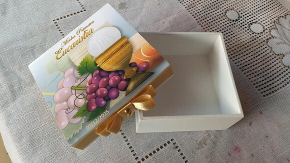 Caixa mdf Primeira Eucaristia 10x10x4cm