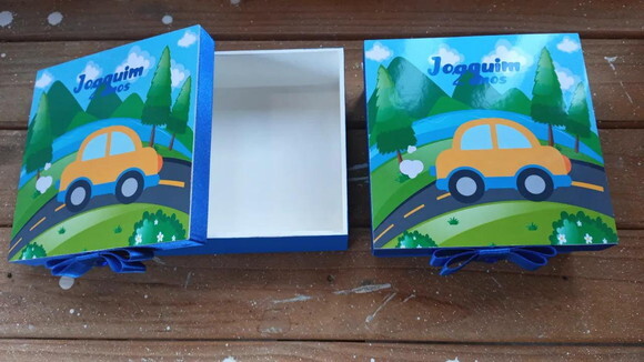 Caixa mdf Tema Meio de Transporte 12x12x4cm